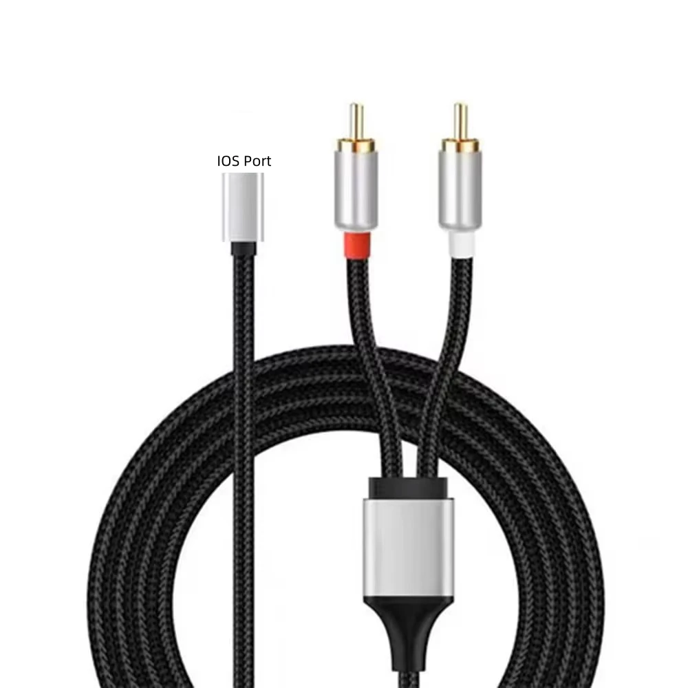 RCA Audio Cable for Home Theater Amplifier Speaker 8Pin To 2 RCA R/L Y Splitter Stereo Cord Compatible with IOS10 Mobile Phones