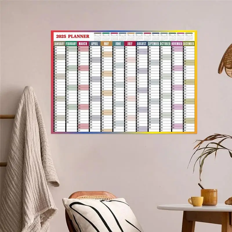 2025 Full Year Wall Calendar 12 Month Annual Yearly Wall Planner With Stickers From Jan. 2025 To Dec. 2025 Thick Paper Home