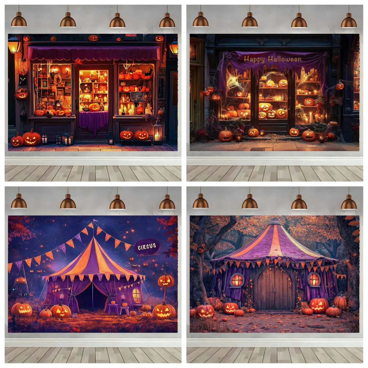 

Halloween Pumpkin Circus Children Adult Photography Background Castle Festival Weird Store Big Moon Decoration Background