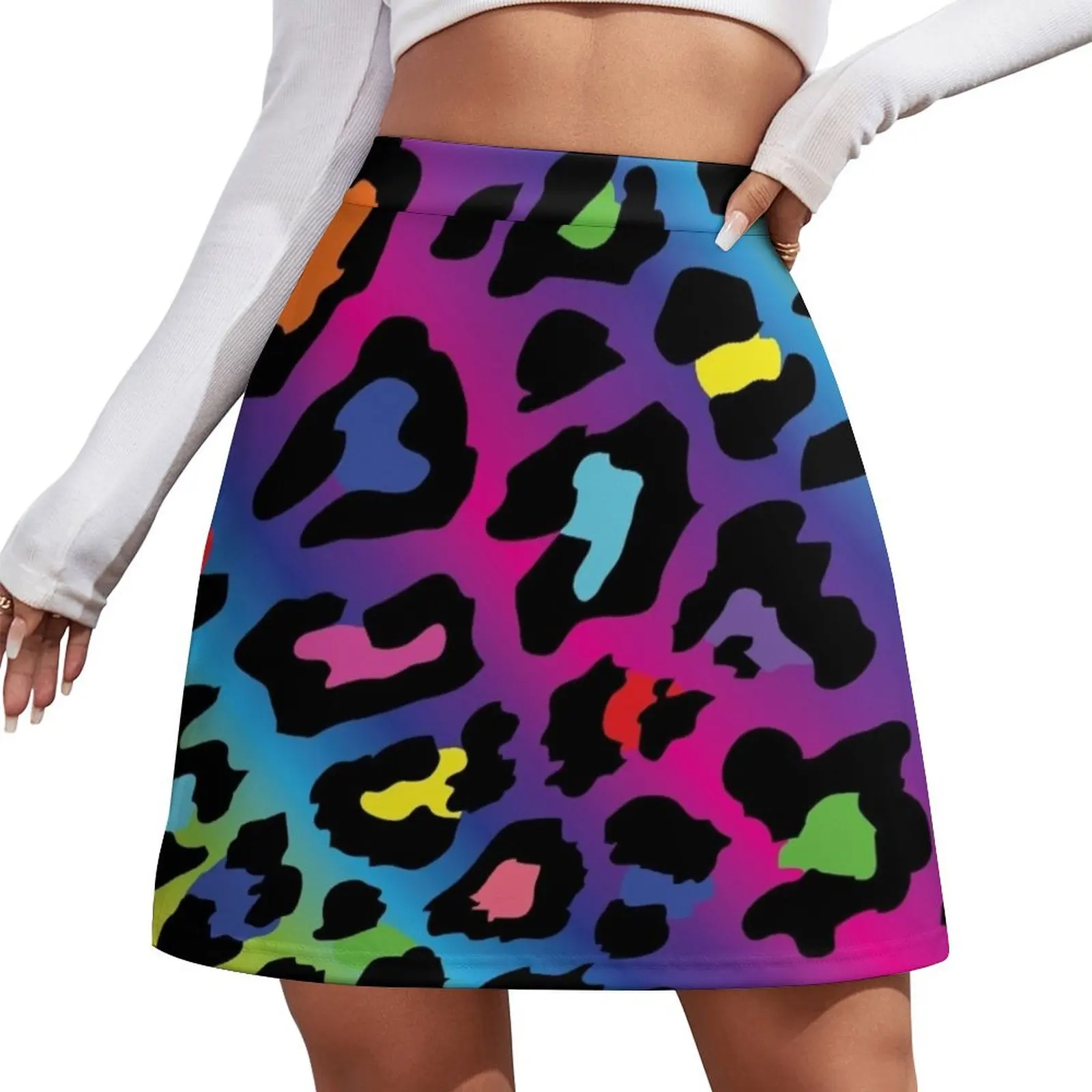 

Rainbow Leopard Print Mini Skirt women's summer clothing 2026 night club outfit Short skirts Mini Skirt