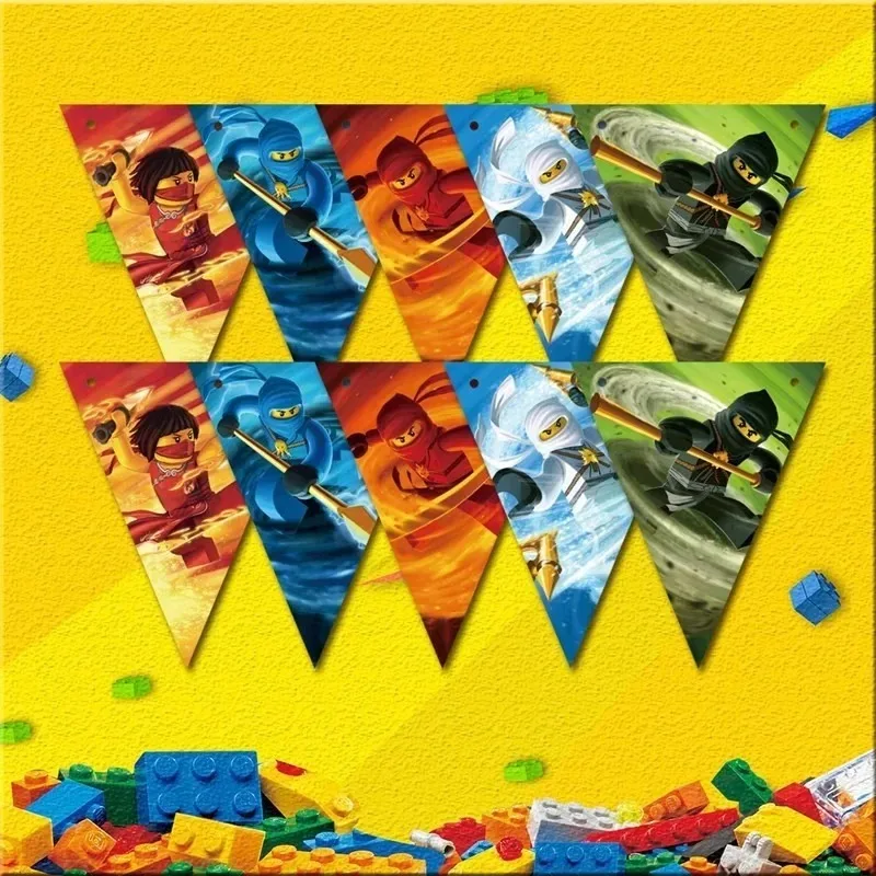 Ninja-Papierbanner, Wimpelkette, Flaggen für Kindergeburtstag, festliche Party, hängende Dekoration, Zubehör – Detail 6