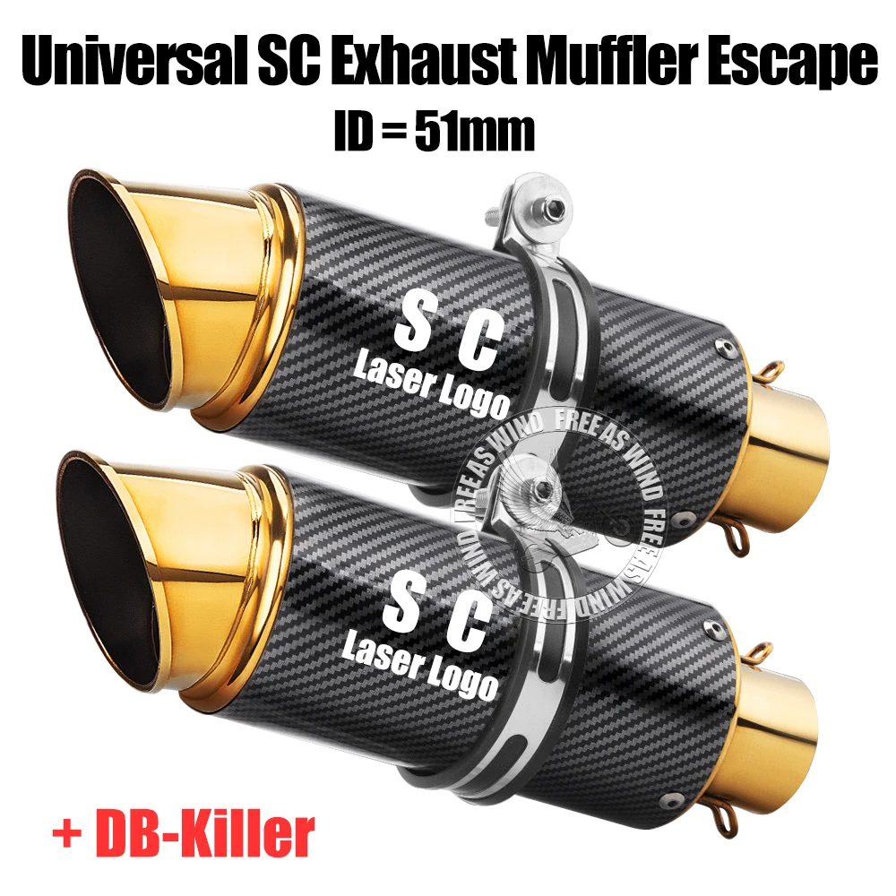 

Gold Color 51mm Universal sc Motorcycle Exhaust Muffler Escape for Kawasaki Yamaha Honda Suzuki Motorcycle GP-project Accessorie