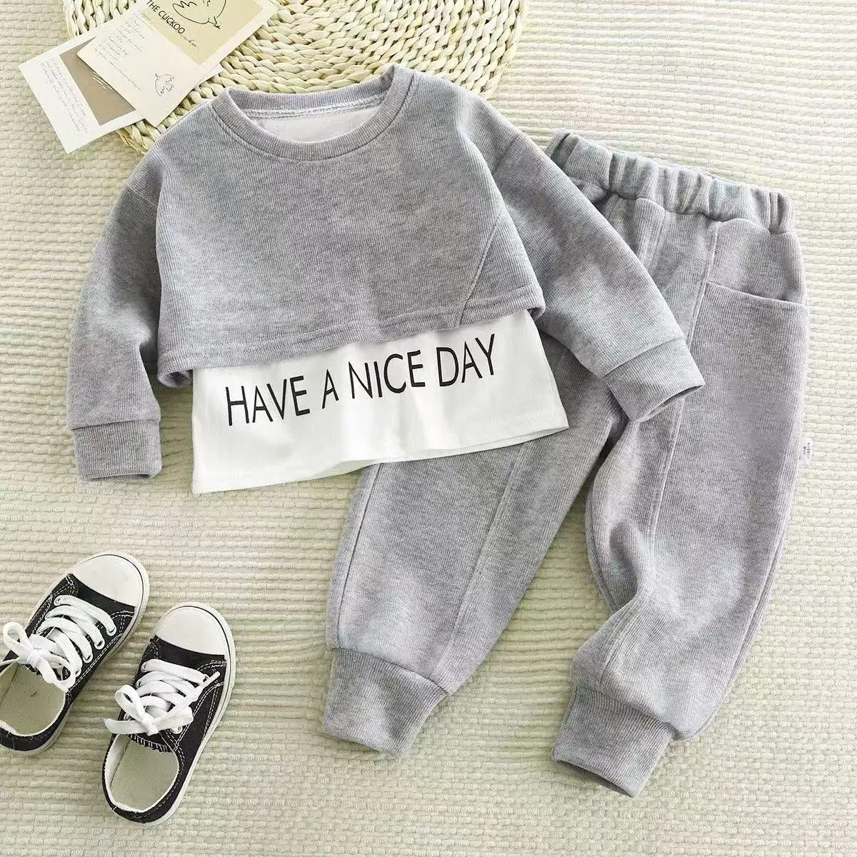 

Spring and Autumn Children's Boys and Girls Casual Sports Top + Pants 2-piece Girl Suit 3-11 Years Old Outdoor Suit