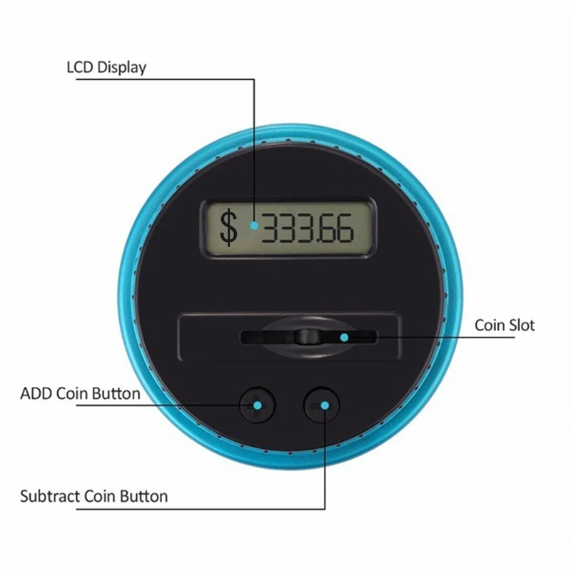 1 PCS Piggy Bank เหรียญเงินกล่องเหรียญกล่อง Jar 1.8L เคาน์เตอร์อิเล็กทรอนิกส์ดิจิตอล LCD นับ B