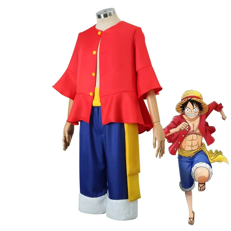 Disfraz de anime Cosplay, abrigo de Anime Jeremy, sombrero de paja rojo, disfraz de Carnaval de Halloween para niños adultos