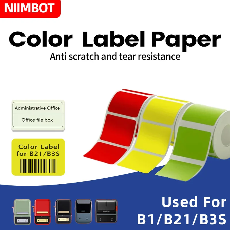 2 Roll NIIMBOT B1/B21/B203/B3S Label Machine Printing Paper Self Adhesive Label Waterproof Oil Resistant Tear Resistant Label ﻿