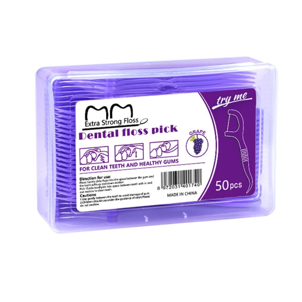 50 Sticks/Box Dental Floss Stick 4 Flavors Disposable Fruit Flavored Floss Gap Cleaning Portable Teeth Cleaning Tool