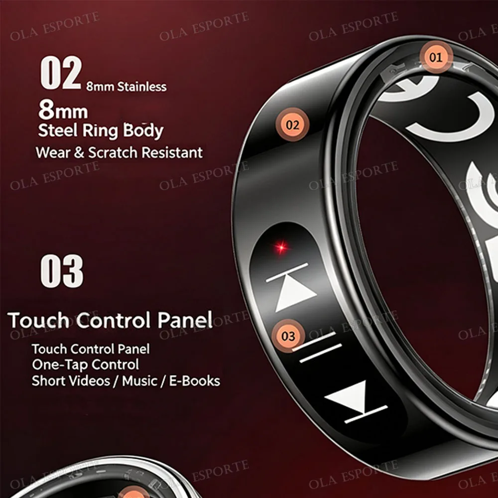 New Smart Ring E-book/Music/ Video Control Heart Rate Sleep Monitoring Smartring Waterproof Multi-sport Mode Smartring Man Women