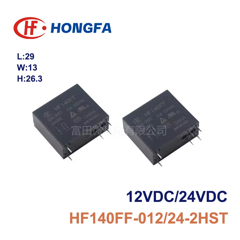 1Pcs HONGFA Relay HF140FF-012/024-2HST 6Pin 10A Power Relay for 12V 24V Two Sets of Normally Open Contacts