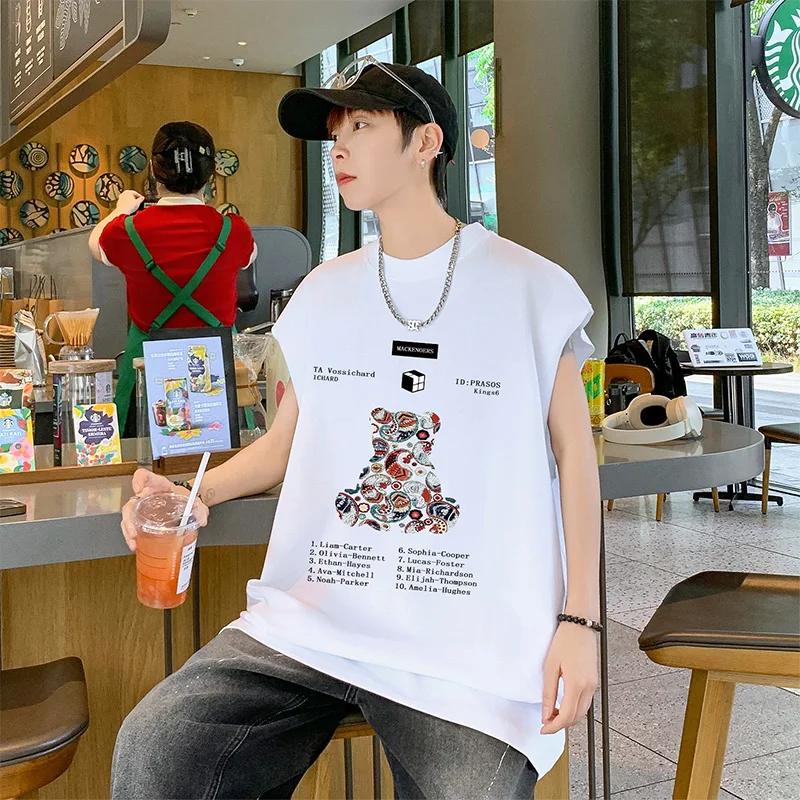 

Летняя универсальная футболка с принтом тай-дай для тренировок на открытом воздухе, модная мужская спортивная повседневная майка без рукавов