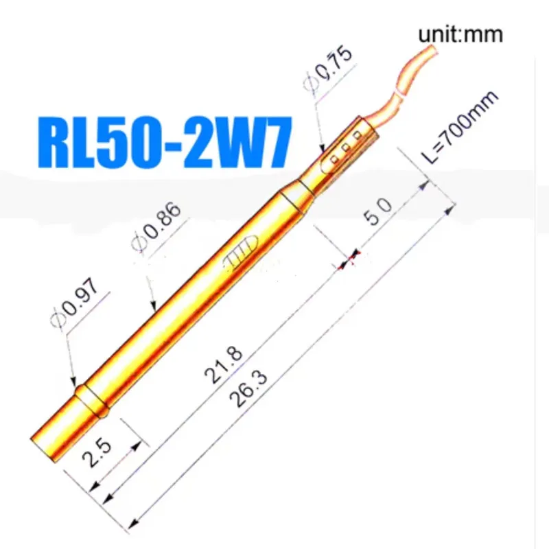 

200PCS/Pack RL50-2W7 Needle Set 0.86mm Test Needle Seat 0 # Extended Cord Test Needle Set