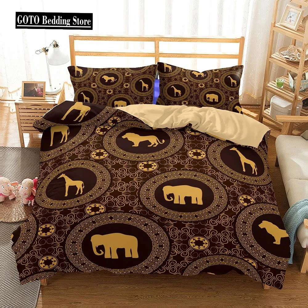 

High quality home textile quilt cover set Mandala Bed Cover Bedclothes Luxury Gold King Size Bedding Set Cute Indian Elephant