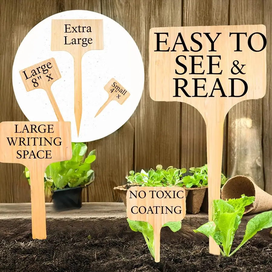 

12 очень высоких бамбуковых маркеров для сада, большие этикетки для растений, трав, цветов и овощей, легко читаемые, полноразмерные бирки, отличный подарок для садовода