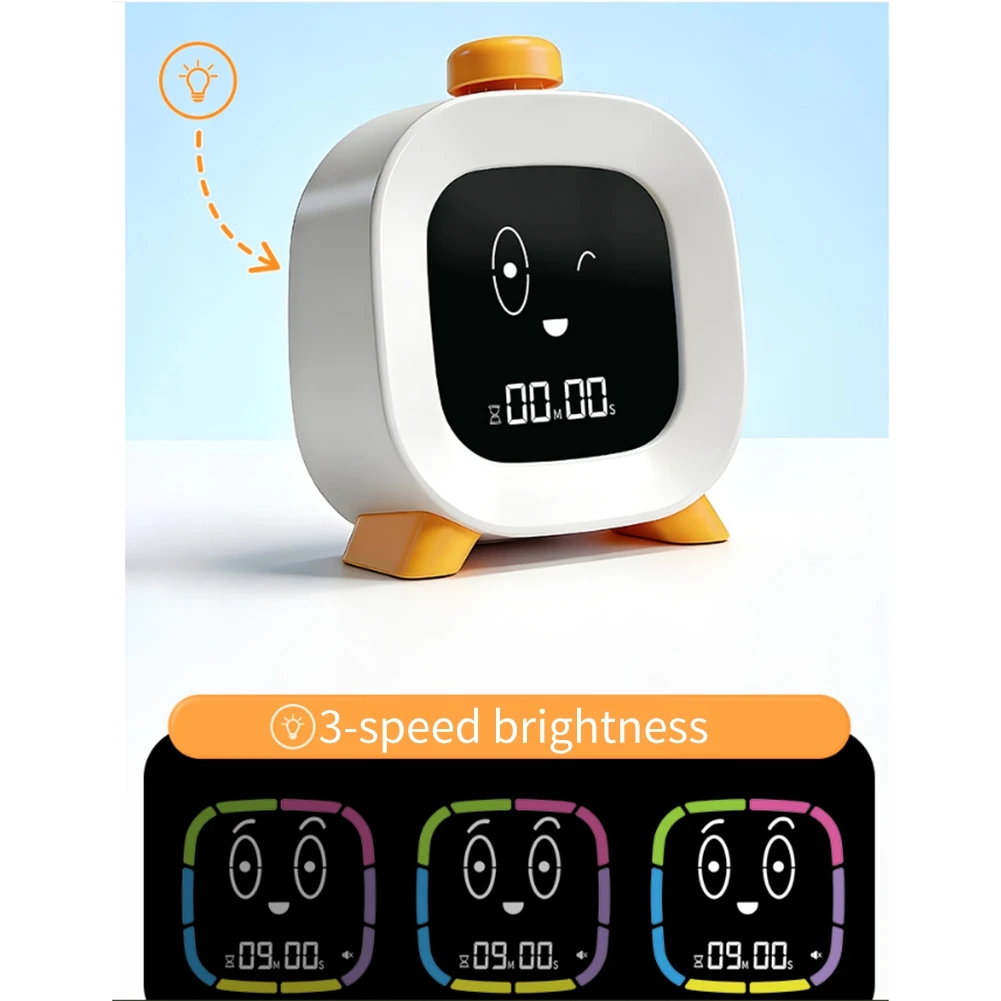 abjf製、子供向けデジタルタイマー。99分までのカウントダウン機能、充電式、4種類の可愛らしい表情、ledバックライト付き、時間管理ツール。