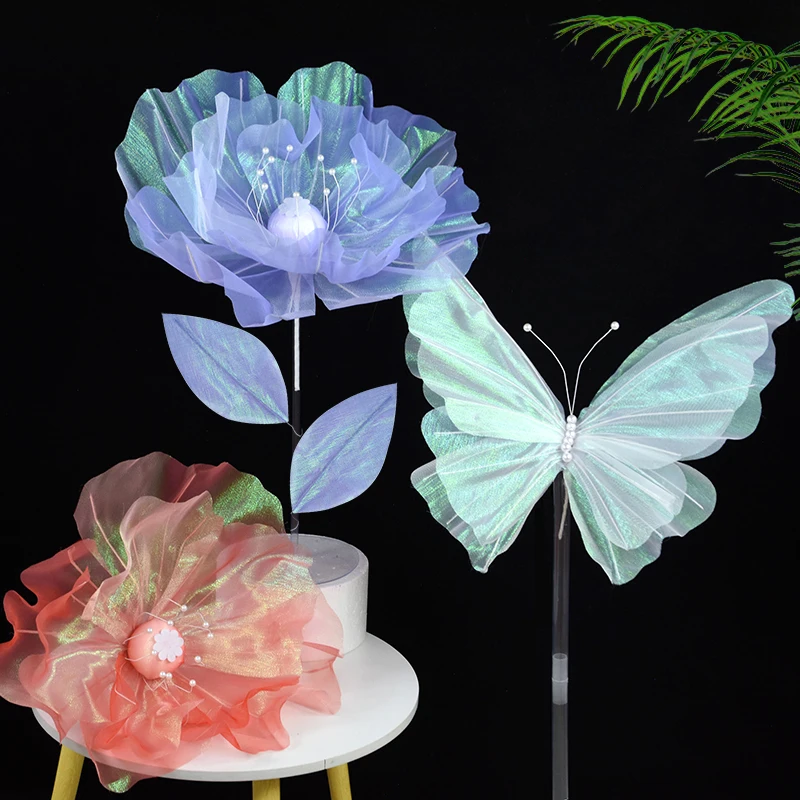 50cm Colorful 3D Giant Silk Artificial Flower Butterfly Wedding Birthday Outdoor Bachelorette Party Photography Background Decor