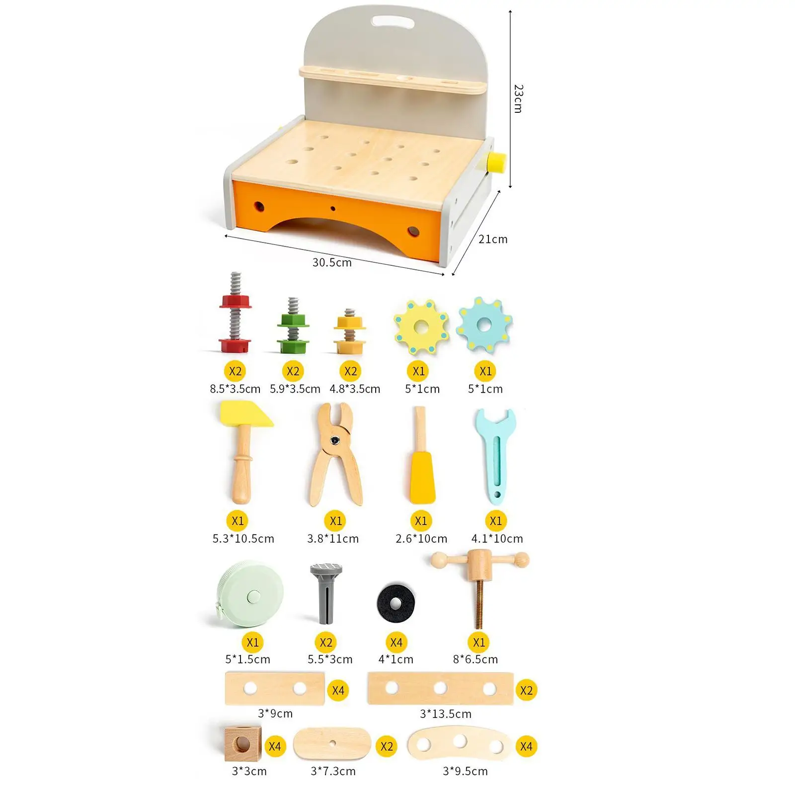 Ensemble d'Outils en Bois Montessori pour Garçon et Fille, Jouet de Construction pour Enfant