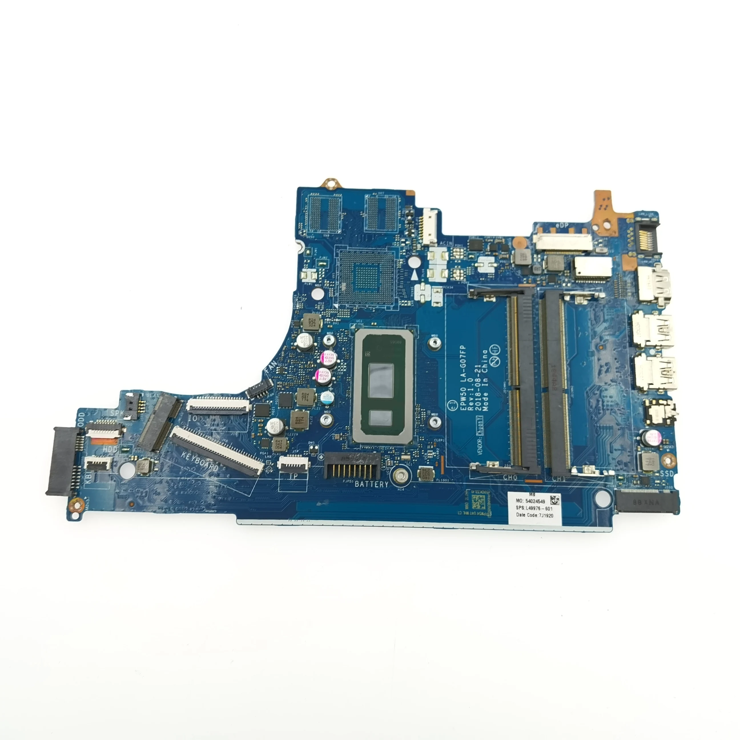 Imagem -06 - para hp 250 g7 15-da Tpn-q135 Laptop Motherboard L49976601 L49976501 L49976001 com i3 i5 i7 Cpu 100 Testado La-g07gp La-g07fp