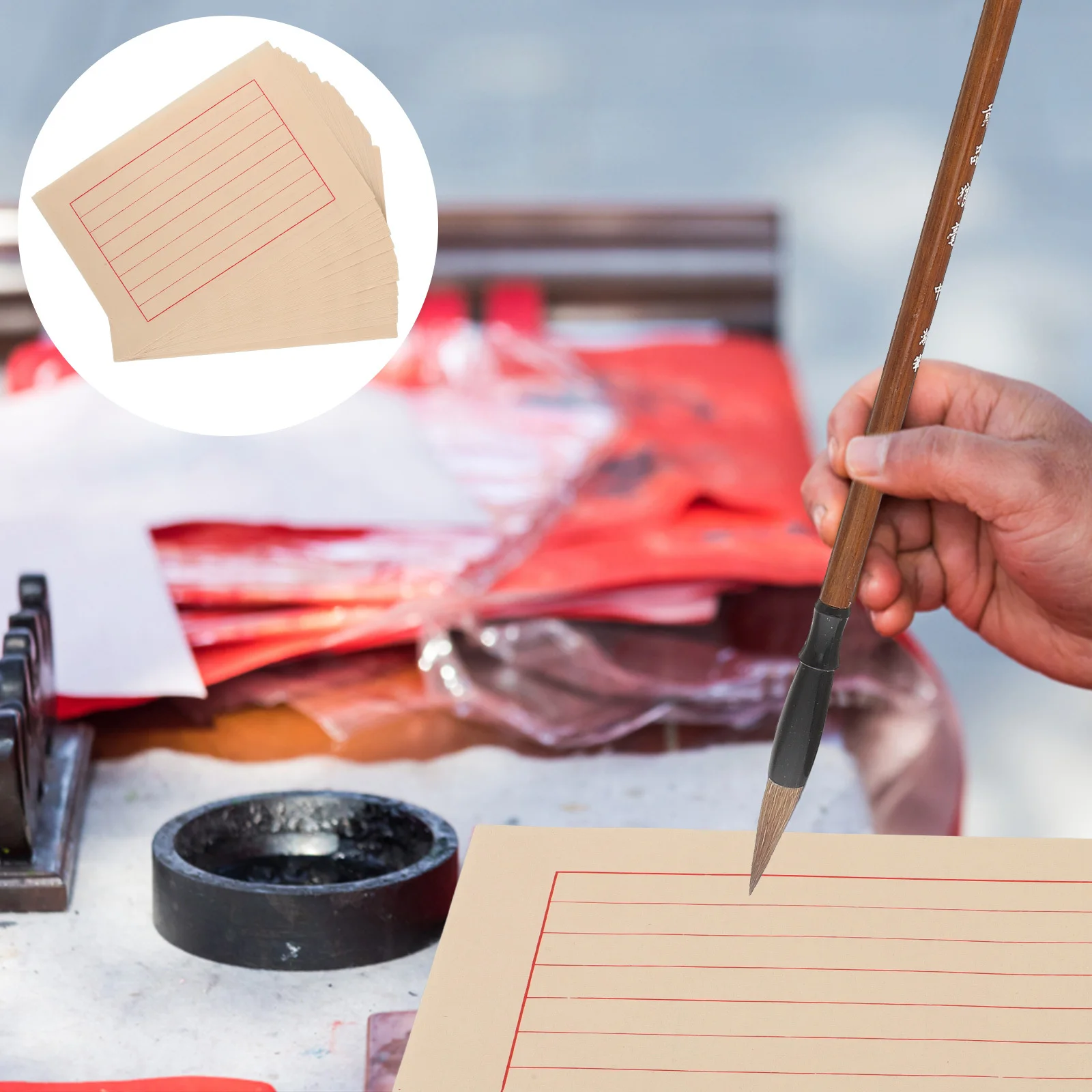50 ورقة سميكة من ورق الأرز للخط الصيني على الطراز العتيق لممارسة الخط ومستلزمات الكتابة الفنية #3