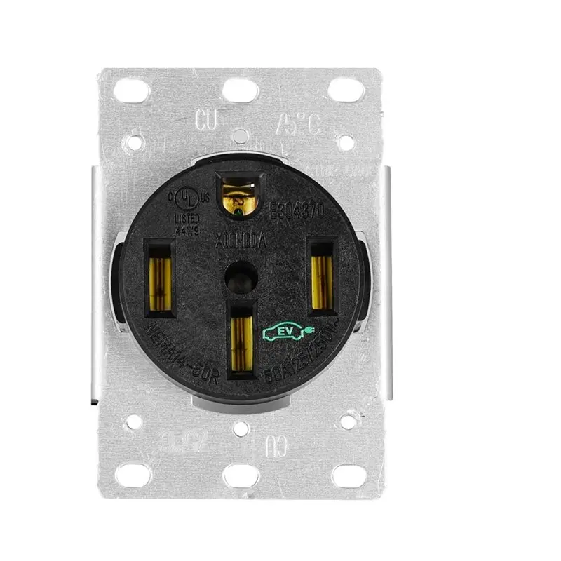 ABTD-NEMA 14-50R 50 Amp EV Outlet, 3-Pole 4-Wire 125/250V Flush Receptacle Heavy Duty