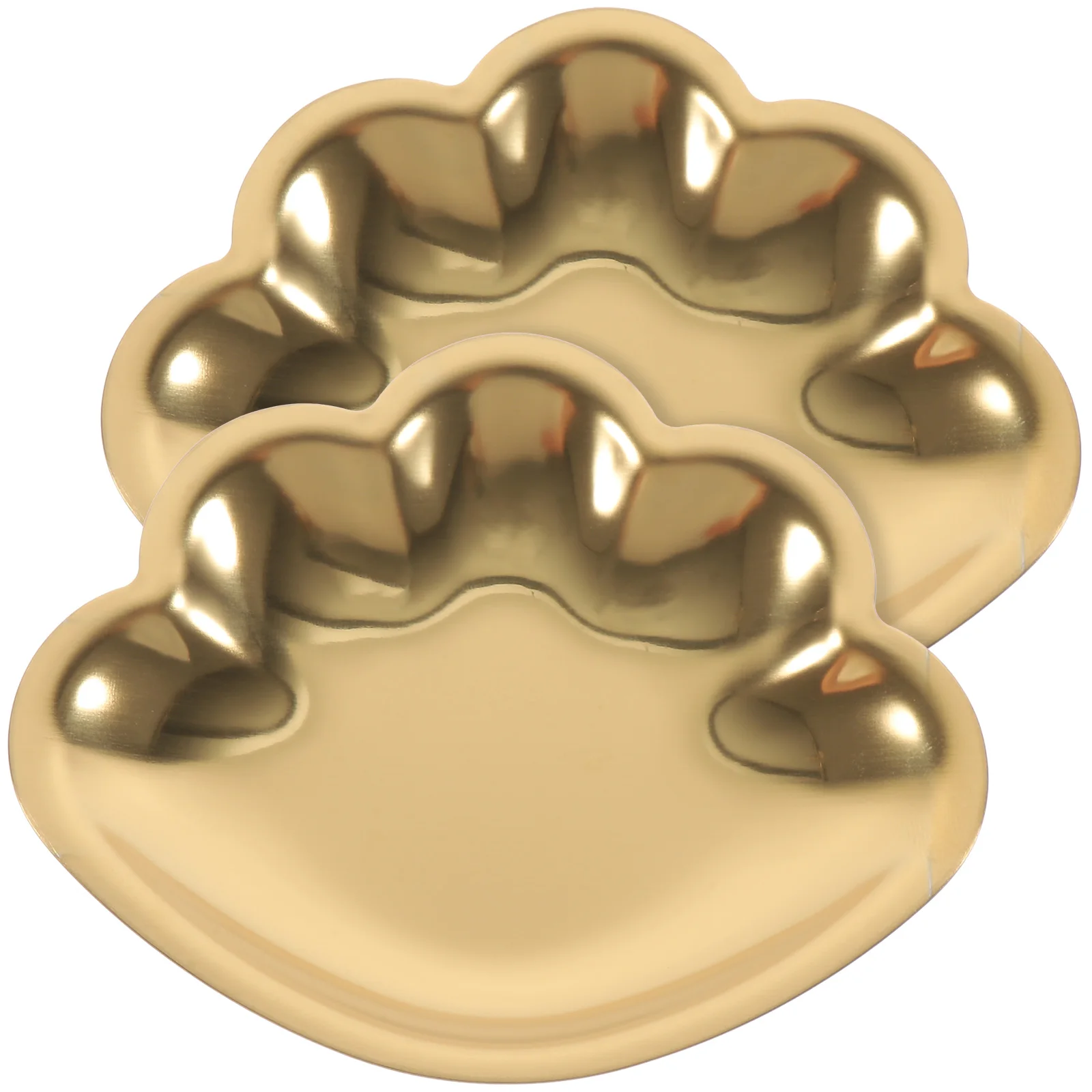 

2pcs Stainless Steel Shell Shaped Jewelry Dish for Girls Bedroom Tray Ring Holder Earrings Storage Household