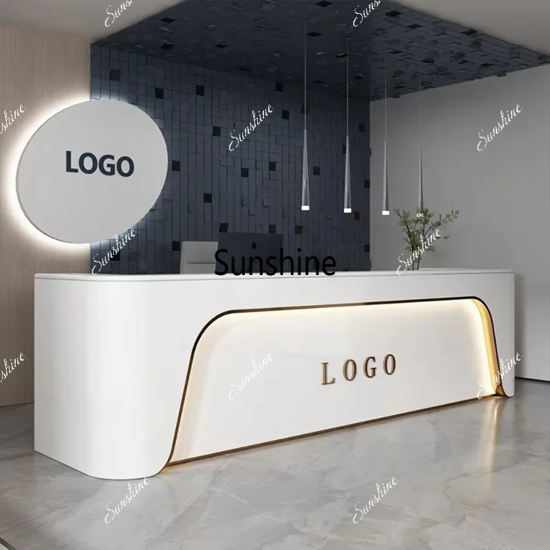 YExquisite Reception Desk for Office Front Desk Reception Counter Reception Desk with LED Lights for Barber Shop Salon