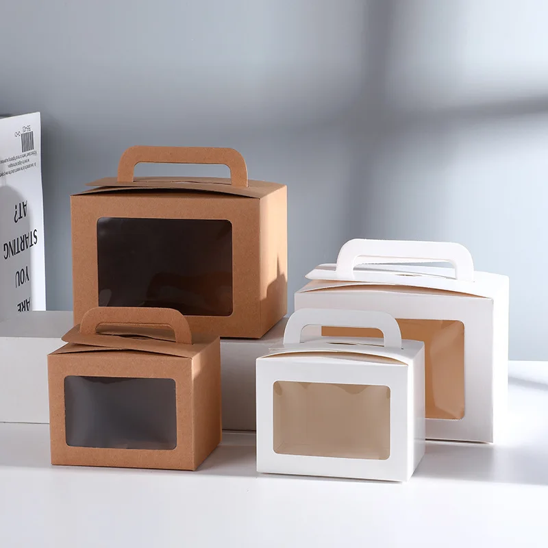 

30 Pieces Portable Cake Box with Transparent Window Wedding Candy Gift Box Baked Pastry Food Takeaway Box Wholesale