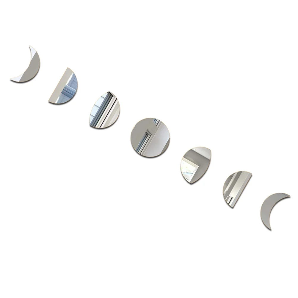 

1 set Moon 6 Phases Acrylic Wall Decor Home Office Moon Phase Mirror Bathroom Bedroom Smooth Surface DIY Kit Mirror