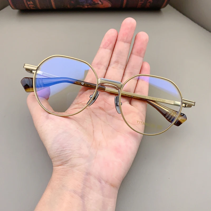 إطار نظارات بيضاوي أنيق ياباني DTX150 للرجال والنساء خفيف الوزن مصنوع يدويًا من التيتانيوم وجه كبير نظارات ريترو للأعمال