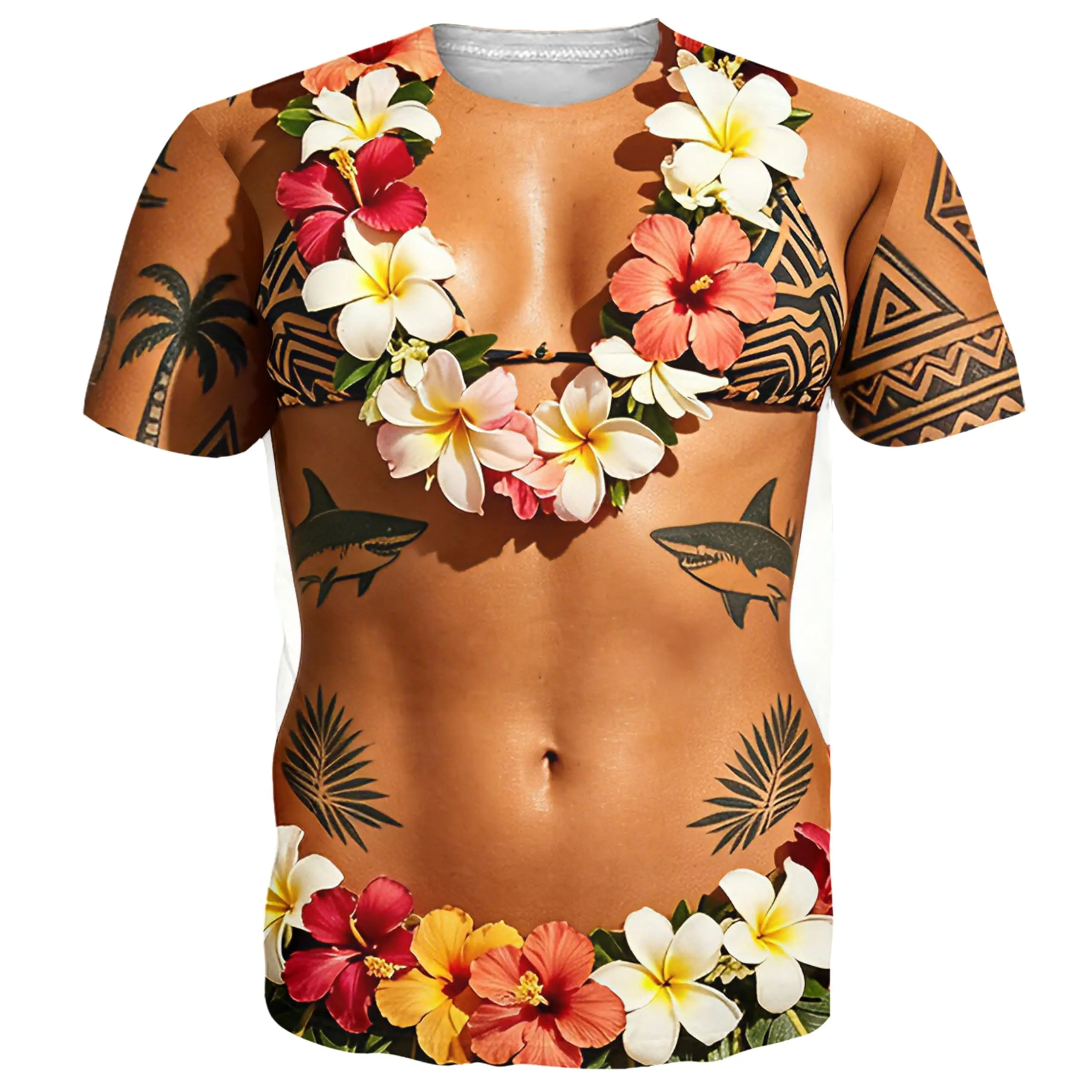 Neuheit 3D-Illusion Fake Body Print T-Shirt Lustiger Haariger Brustmuskeln-Anzug Grafisches Kurzarm-Unisex-Oberteil für Urlaub, Party und Freizeit – Detail 10