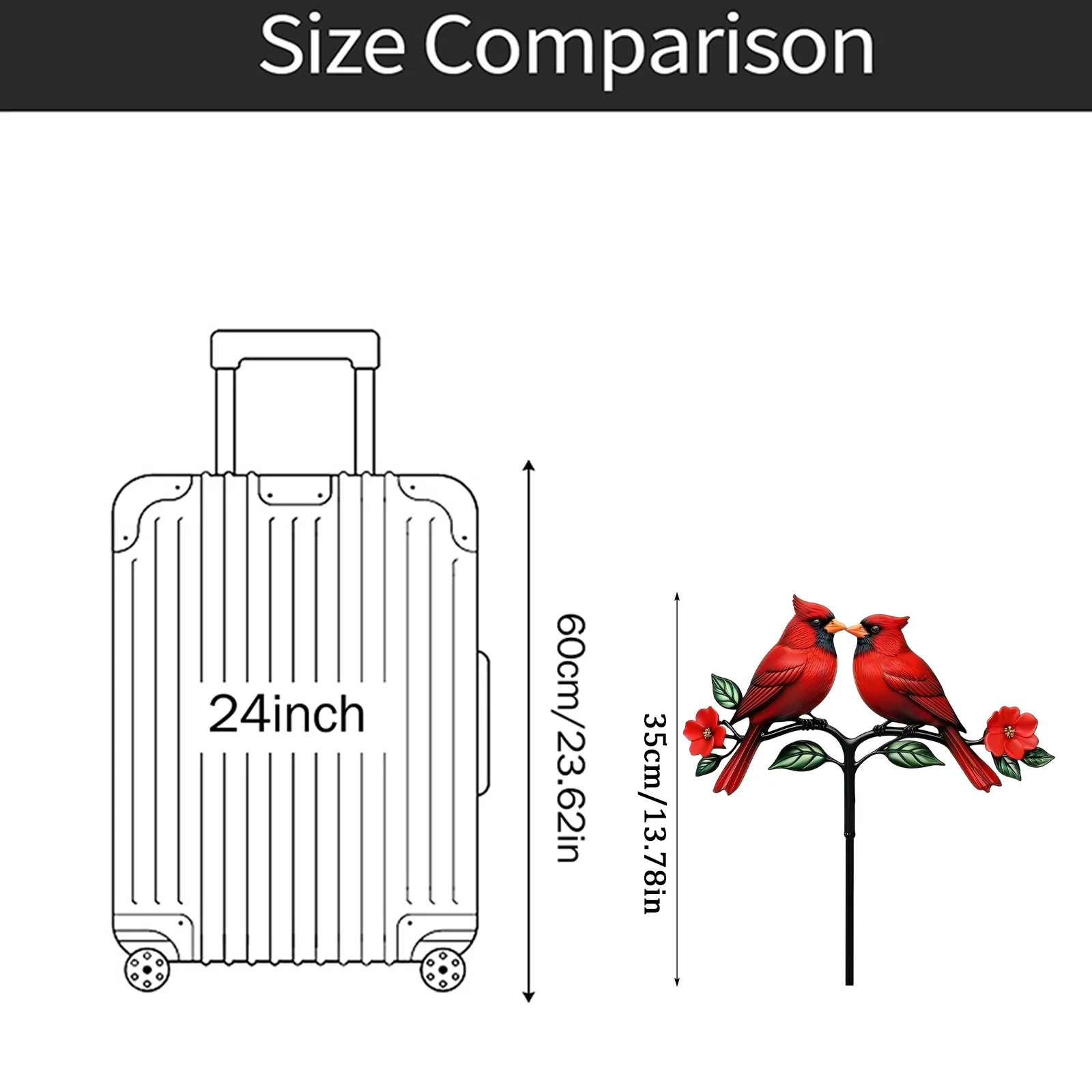 Red Bird Garden Stake Outdoor Decoration Rustic Iron Yard Art Beautiful Lawn Ornament Unique Flat Ground Insert view 5