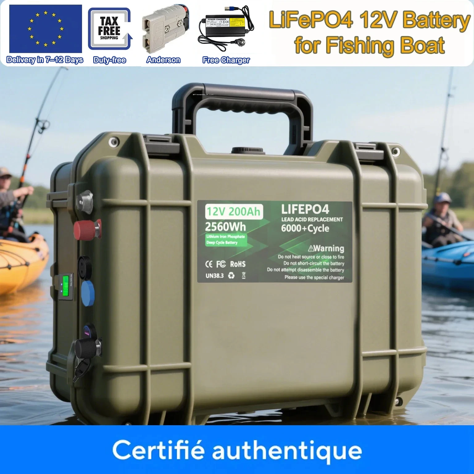 Image of LiFePO4 Batterie 12V 100AH 140AH 200AH 12.8V Lithium-Batterie 6000+ Zyklen mit Bluetooth BMS Grand A Zellen für Boot Wohnmobil EU Lagerbestand mit Ladegerät