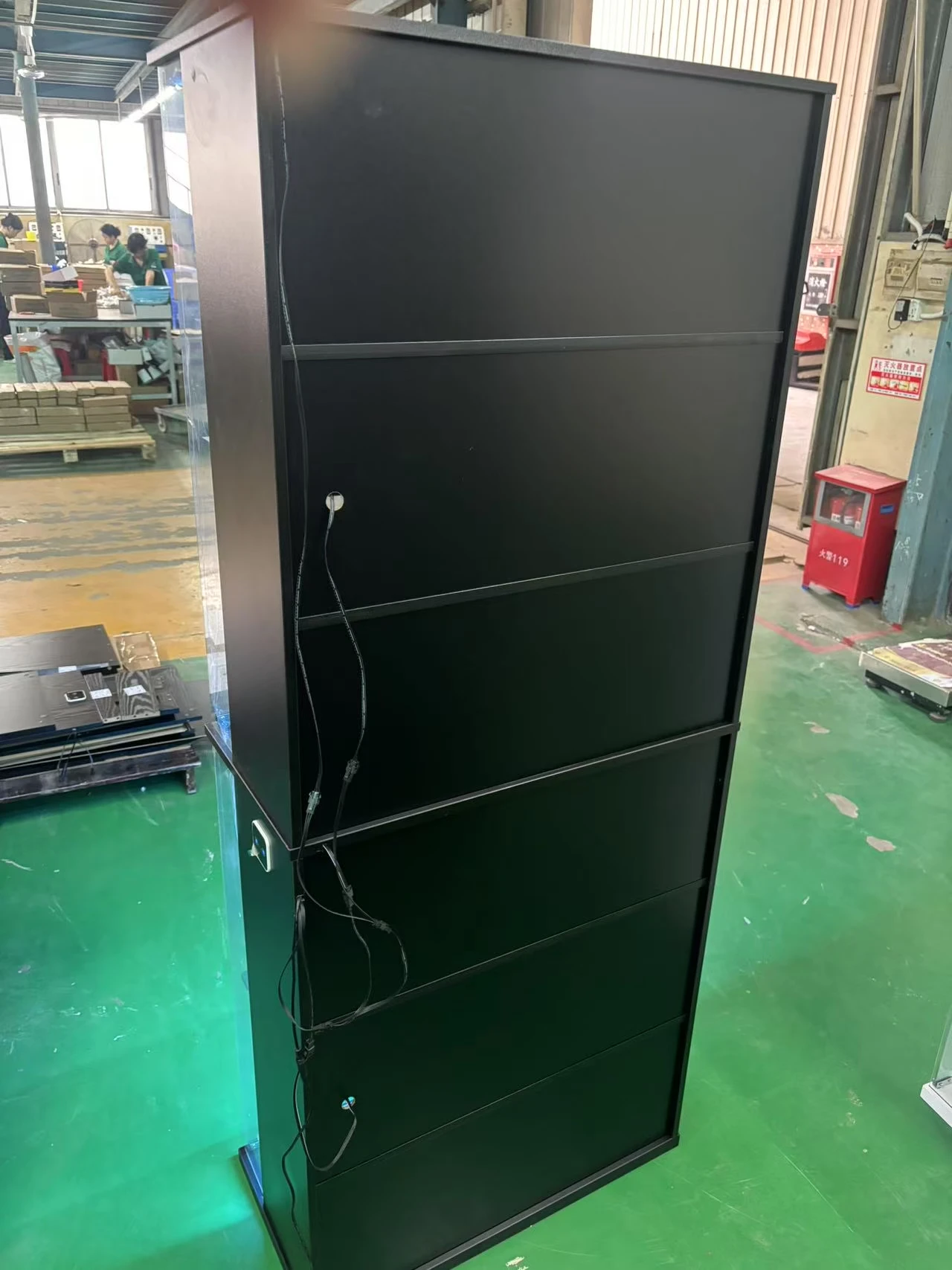 JDPAG Display Cabinet with Glass Doors,66' Curio Cabinet with Adjustable Shelf and Lockable,4-Tier Bookcase with 3 Color Lights