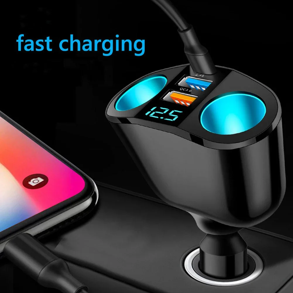 Quick Charge Car Charger QC3.0 PD Port Phone Charger Socket Cigarette Lighter Splitter 12V/24V Universal Dual USB Power Adapter