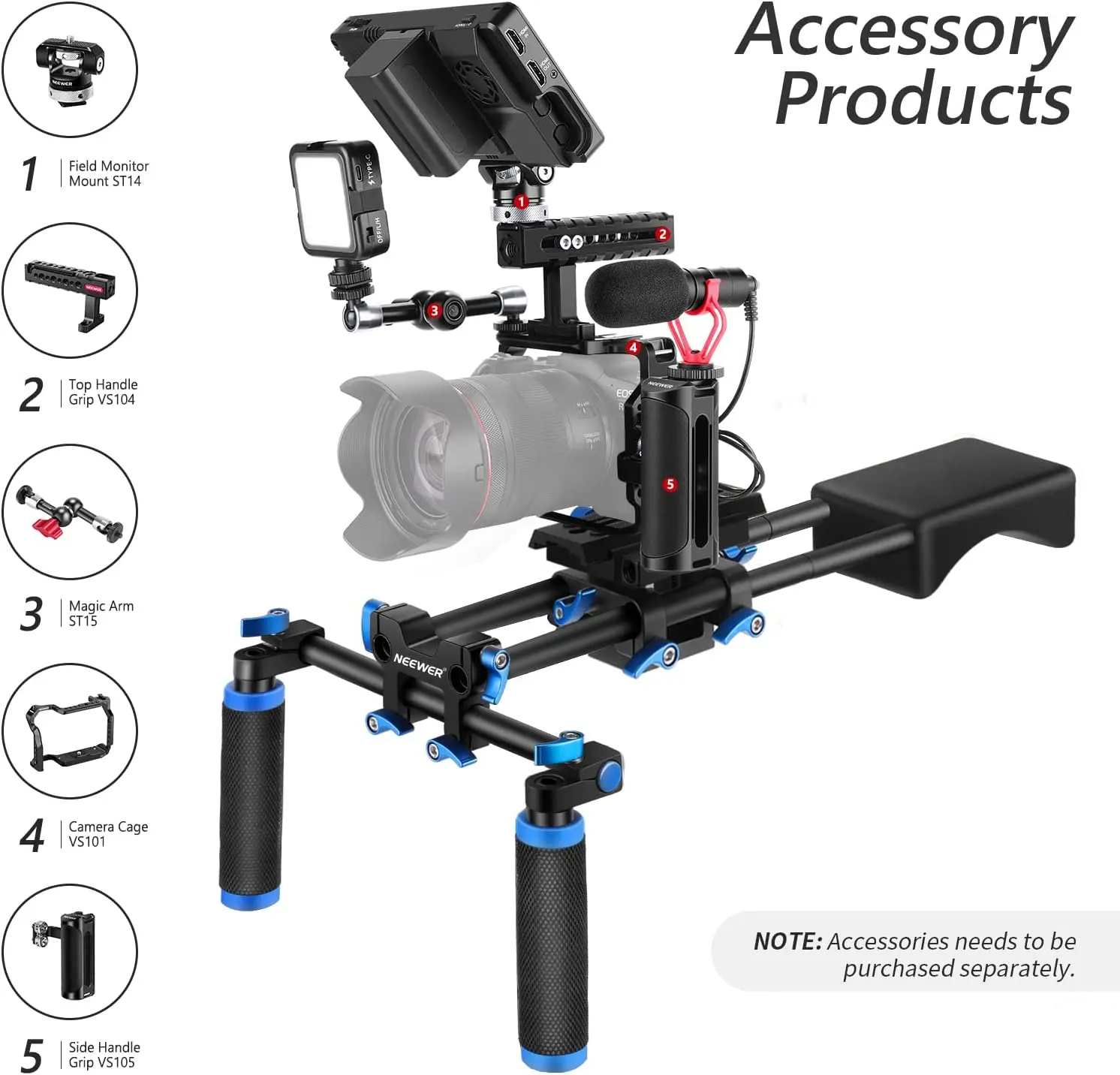 Neewer Camera Shoulder Rig, Video Film Making System Kit for Canon/Nikon/Sony/Pentax/Fujifilm/Panasonic