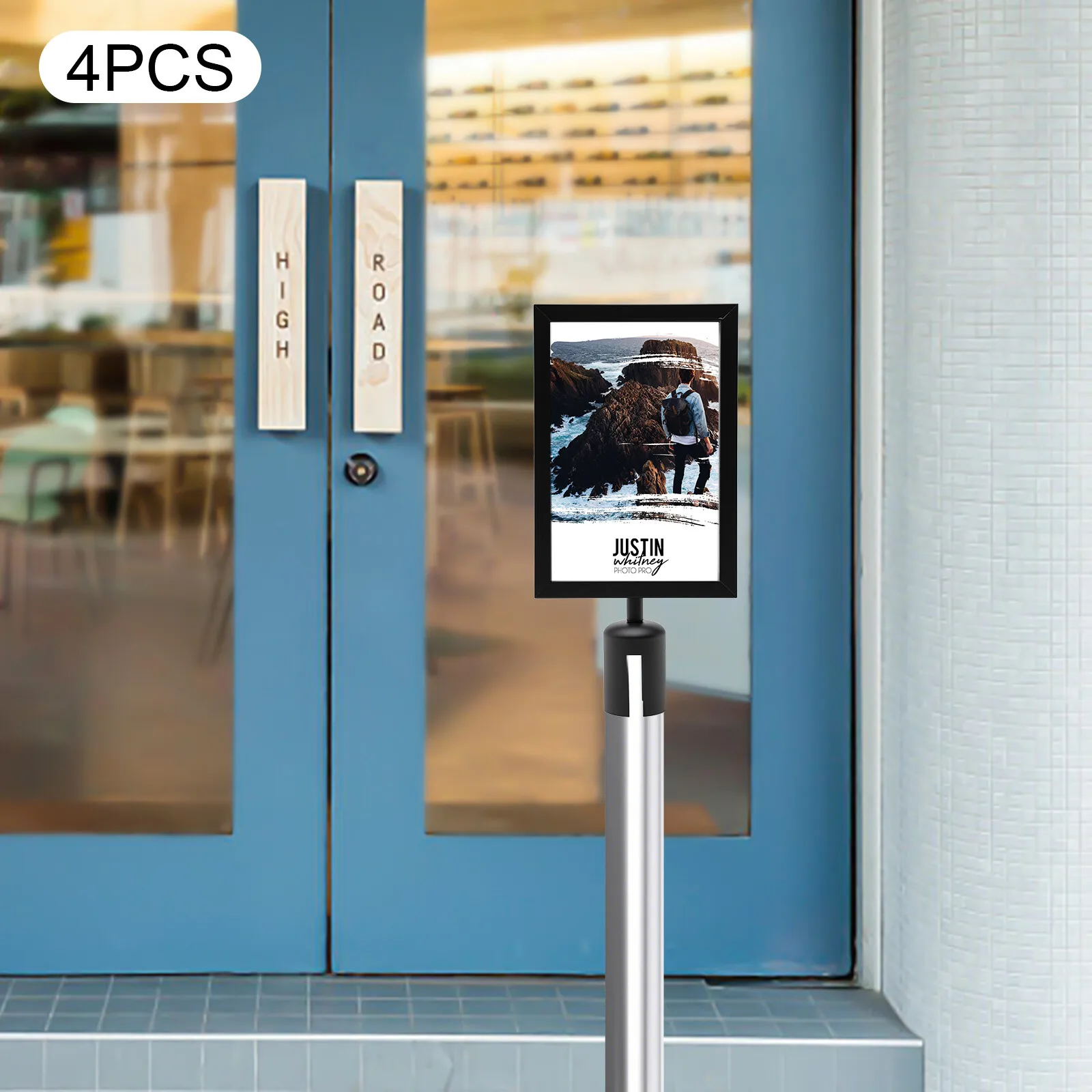 

4 Pack Double Sided Sign Holder Iron A4 Poster Frames-Durable Moisture-Proof Easy Assembly/Carry For Events Hotels & Directions