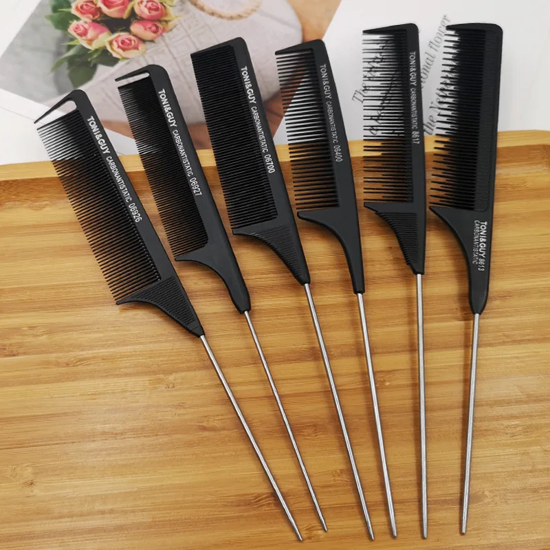 Professional Anti Static Pointed Tail Hair Styling Comb Hair Dye Brush Barber Steel Needle Pin Rat Tip Combs Barber Accessorie