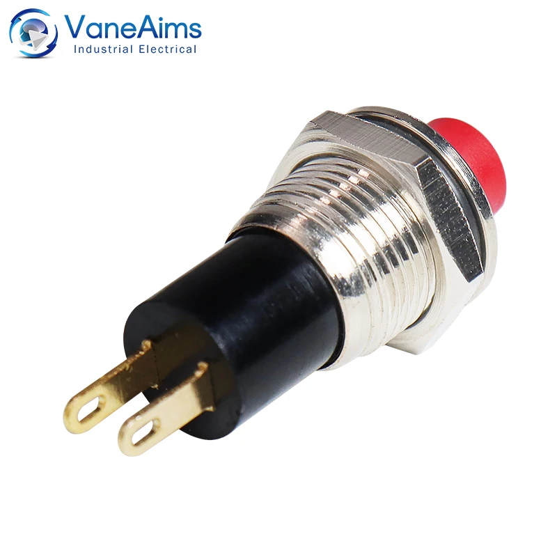 10MM Micro Switch with Fixation Latching Self-locked Mini Push Button Switches 2 pins 1NO Normally Open Contact 3A/125V 1A/250V