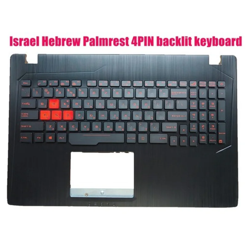 Teclado retroiluminado Y+Hebrew Palmrest 4PIN para Asus GL553V GL553VW GL553VE GL553VD