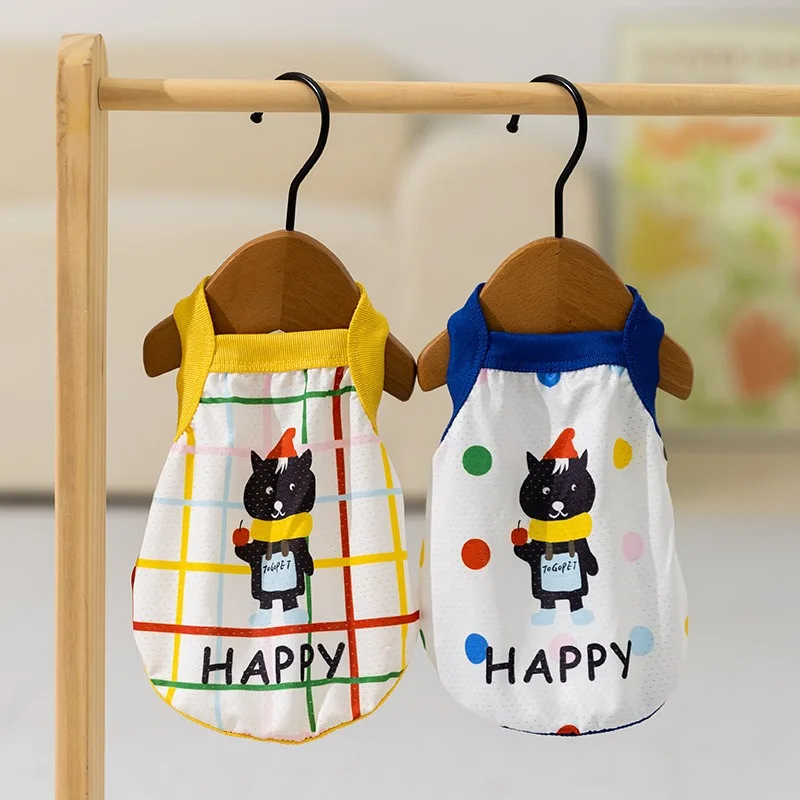 

Summer Ice Silk Dog Clothes Pet Cute Christmas Bear Sling Thin Cool Feeling Teddy Vest Puppy Mesh T-Shirt Cartoon Pullover