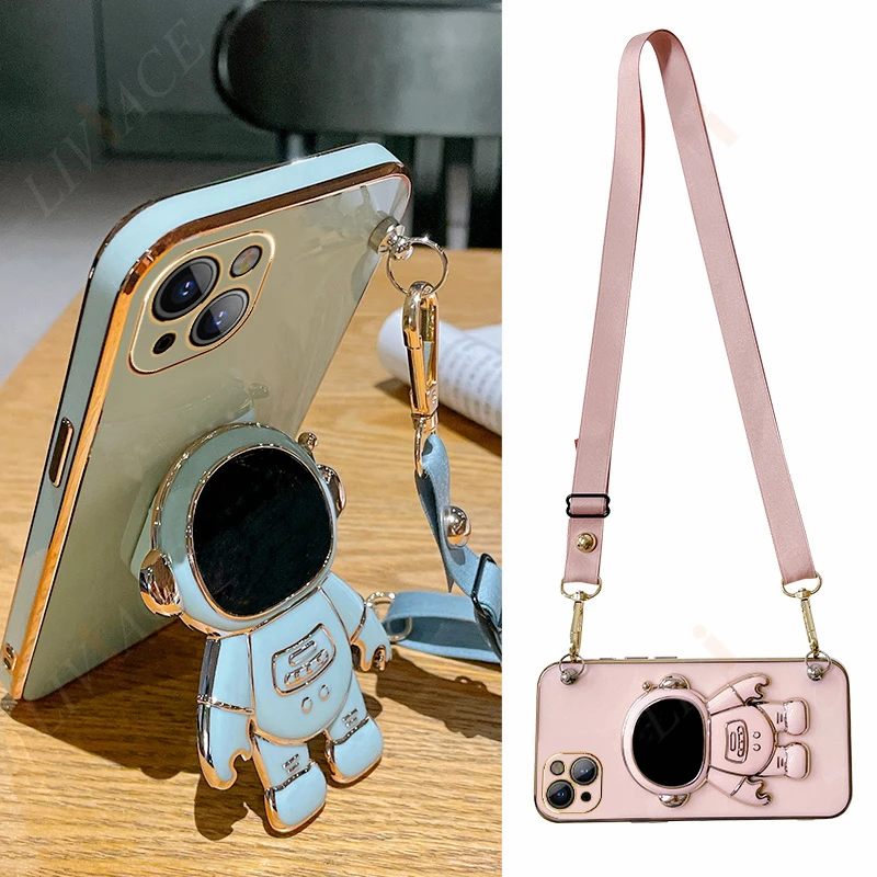 Capa de suporte de telefone crossbody astronauta, capa do suporte para xiaomi mi 10t, 9t, 12, 11 lite, 11t pro, 9, nota 10, 12t, 12s ultra