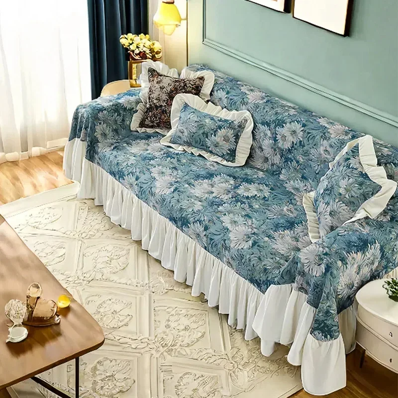 High-end Skirt Sofa Towel Light Luxury Living Room Sofa Cover Universal One-piece Dust Cover Sofa Cover for All Seasons