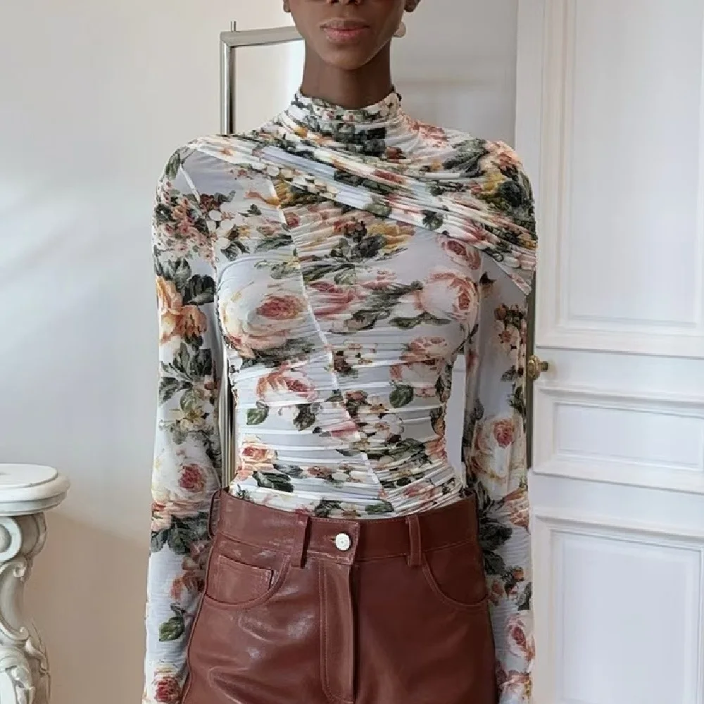 تيشيرتات نسائية على الموضة لعام 2026، قمصان، شبكية، مشدات مطبوعة ثلاثية الأبعاد، بلايز نسائية مطوية، بلوفرات، حمالة صدر قمصان Y2K جديدة متعددة الاستخدامات #1