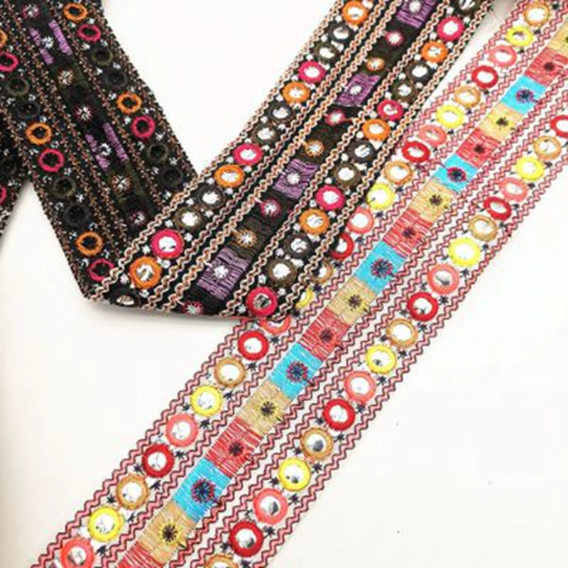 1 Yards Summer Dress Ethnic Embroidery Lace Ribbon Boho Lace Trim DIY Clothes Bag Shoes Accessories  Embroidered Fabric