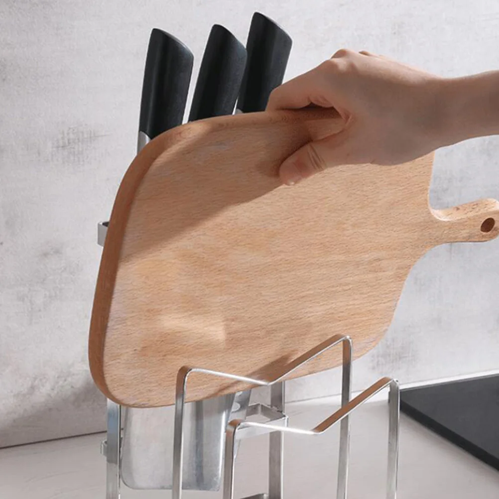 

1Pcs Stainless Steel Knife Rack Nonslip Storage Kitchen Tool Organizer Silver Nonslip Storage Rack Pot Cover Holder