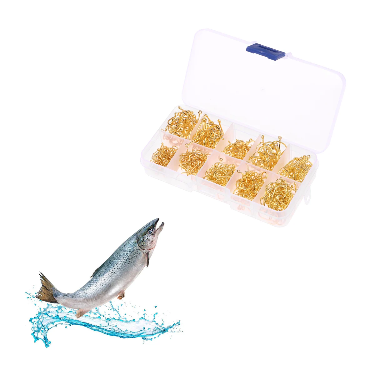 

500 Pcs Golden Fishing Hook Pickerel Bait Freshwater Saltwater Corrosion Resistant Bass Perforated Carbon Steel Durable Pike