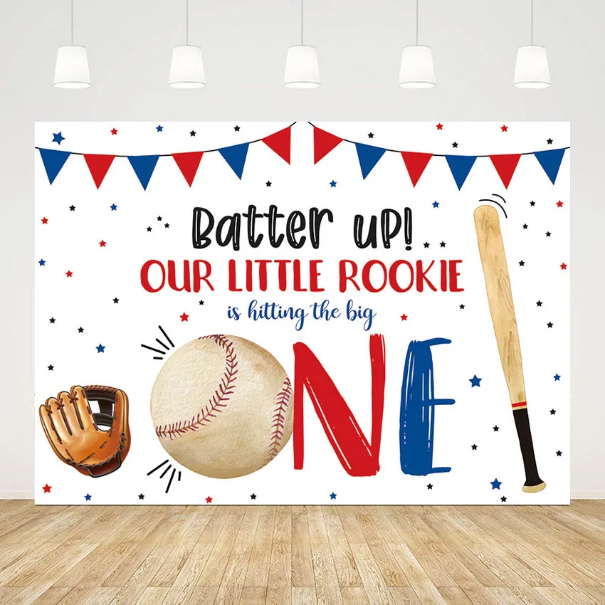 

Mehofond Batter Up Baby Boy 1st Birthday Party Backdrop Kids Sport Baseball Portrait Photography Background Photozone Banner