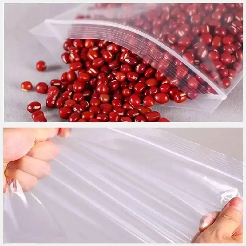 100 Stück verdickte, wiederverschließbare Beutel mit Reißverschluss, transparente Kunststoff-Aufbewahrungsbeutel für kleine Schmuckstücke, Lebensmittelverpackungen, wiederverschließbare Versiegelungsbeutel – Detail 5