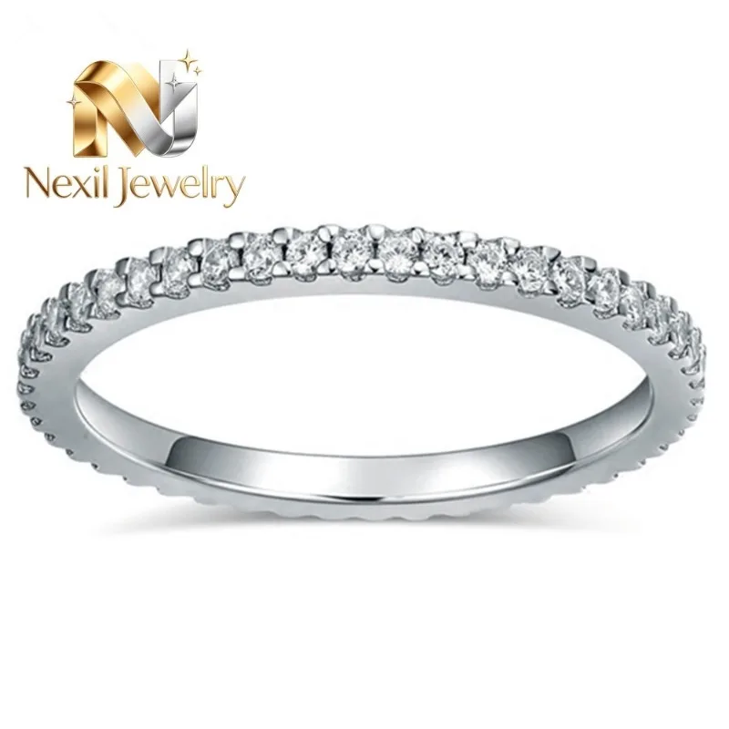 Nexil Jewelry  0.23CT Diamonds Infinity Wedding Band Ring Women Platinum 950 PT950 Stamped Eternity Ring