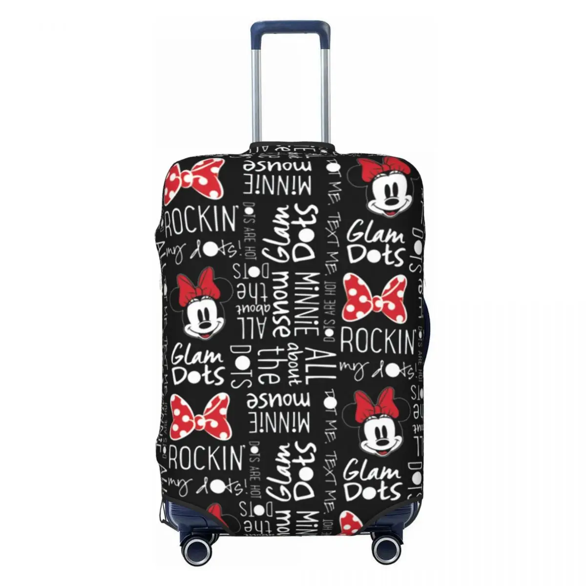 

Custom Cartoon Black Minnie Mouse Luggage Cover Funny Comics Suitcase Protector Covers Suit For 18-32 inch