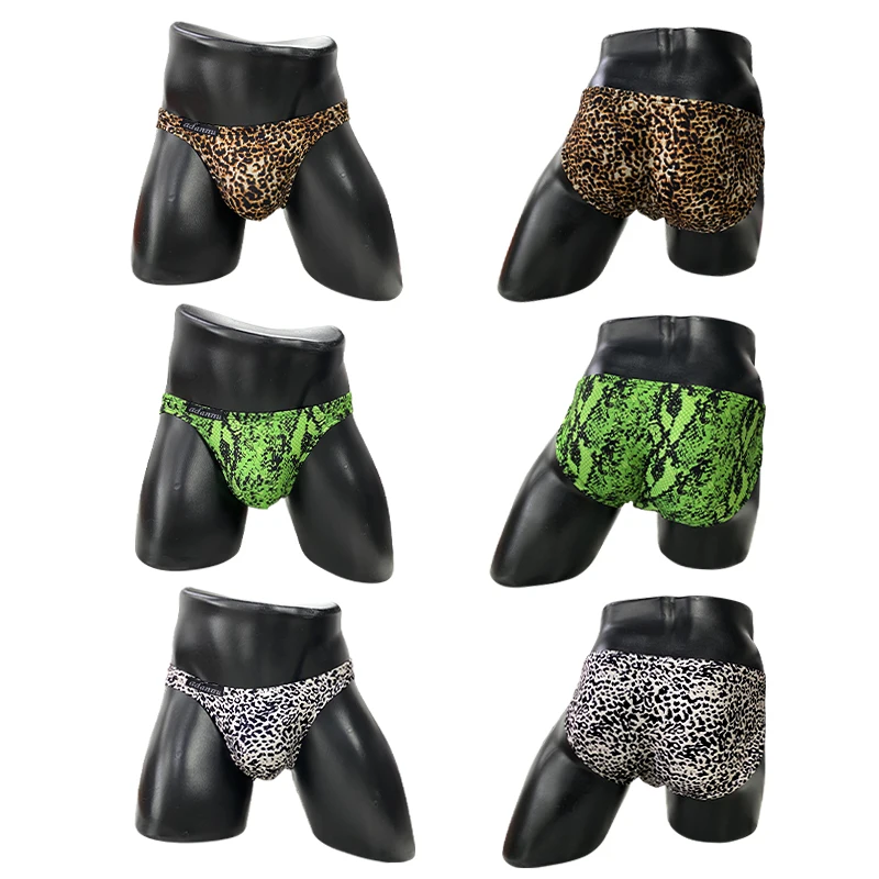 Tanga esportiva suave para homens, roupa íntima masculina atrevida, calcinha T com estampa de leopardo, micro biquíni da moda masculina, cuecas sexy